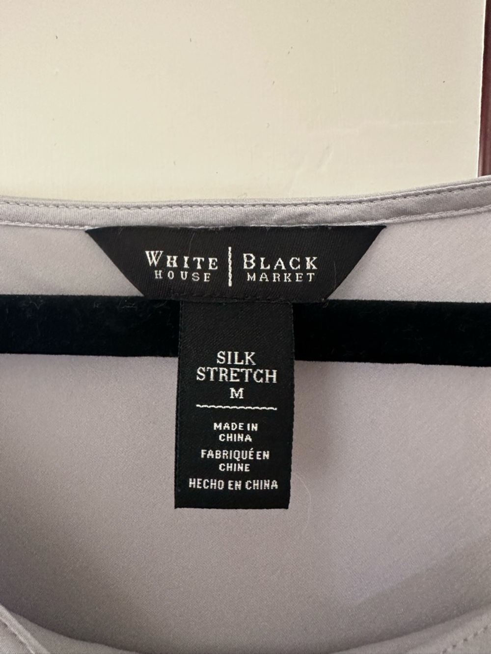 WHBM White House Black Market Sterling Silver Draped Neck Ruched Banded Blouse - Picture 3 of 8